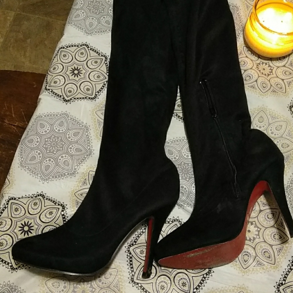 Over the knee suede boots